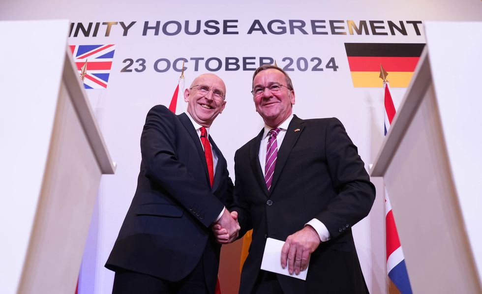 \u200bDefence Secretary John Healey (left) and his German counterpart Boris Pistorius
