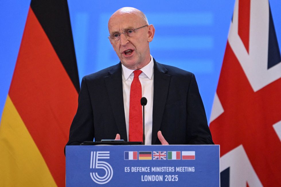 \u200bDefence Secretary John Healey spoke at a press conference after meeting representatives from several countries