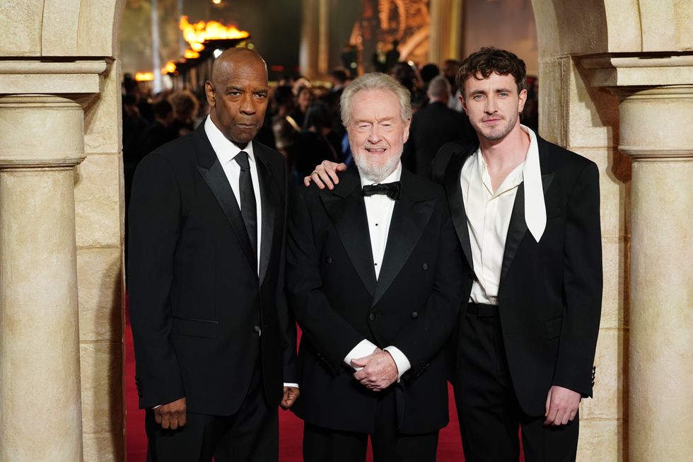 \u200bDenzel Washington, Ridley Scott and Paul Mescal