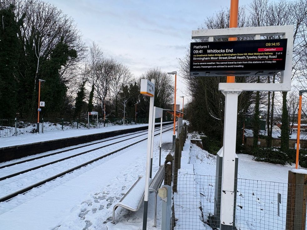 \u200bDeserted platforms and the departure board at Old Hill station in Sandwell