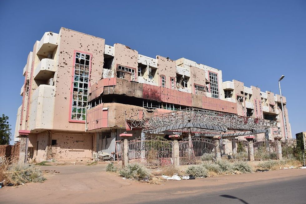 \u200bDestruction at Al-Muallim Hospital is seen near the headquarters of the Sudanese Armed Forces General Command