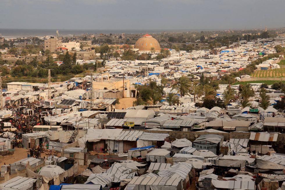 \u200bDisplaced Palestinians shelter at a tent camp in Khan Younis, southern Gaza
