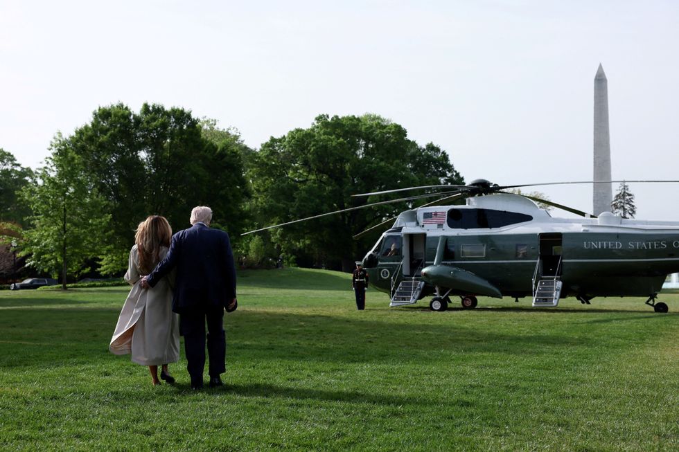 \u200bDonald and Melania Trump on the White House lawn during Easter celebrations