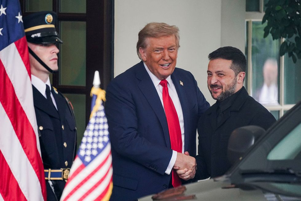 \u200bDonald Trump greets Volodymyr Zelensky at The White House