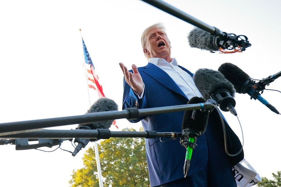 \u200bDonald Trump speaking to the media