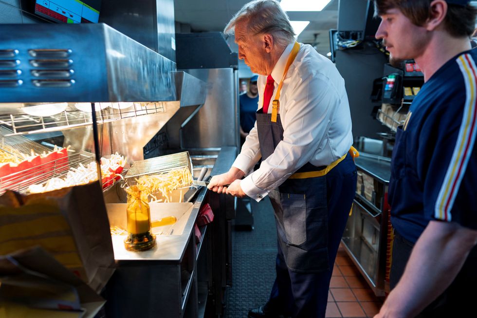 \u200bDonald Trump works the frier at McDonald's