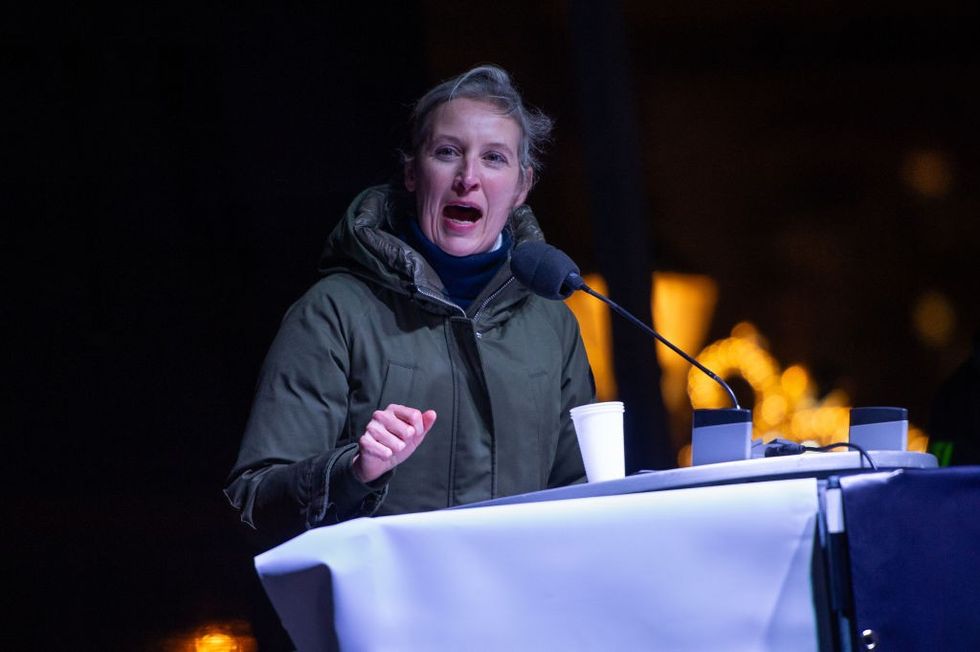 \u200bDr Alice Weidel the co-chairwoman of the AfD addressing the crowd at the AfD's Memorial Event & Mourning Procession