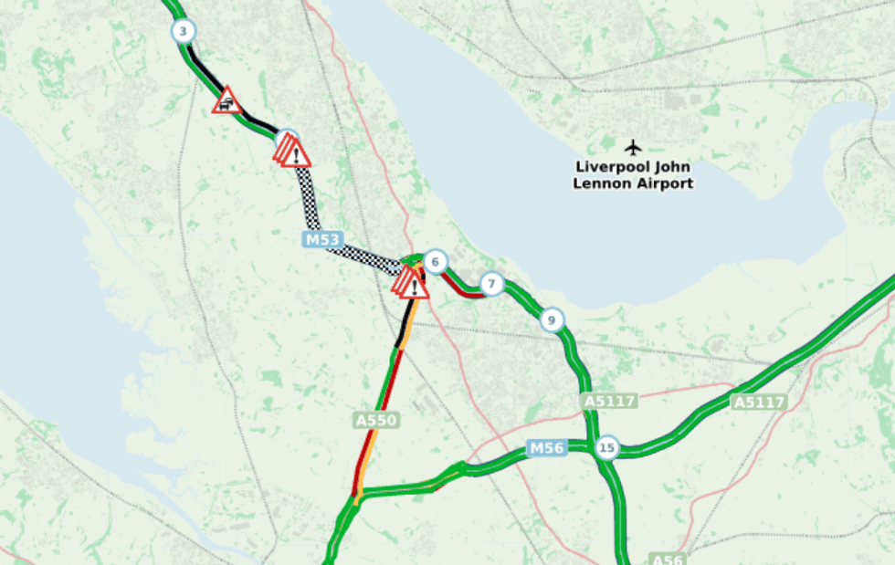 \u200bDrivers are facing delays on the northbound and southbound carriageways of the M53