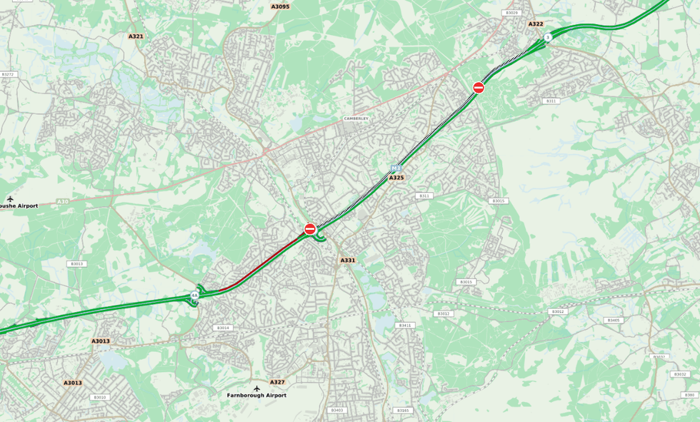 \u200bDrivers are facing lengthy delays on the M3 motorway this morning