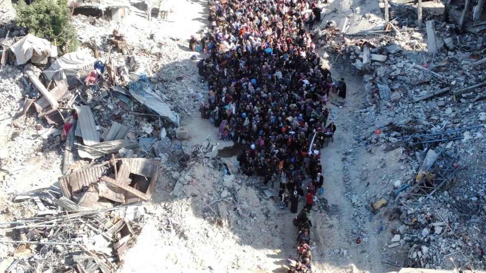 \u200bDrone image shows displaced people in Jabalia