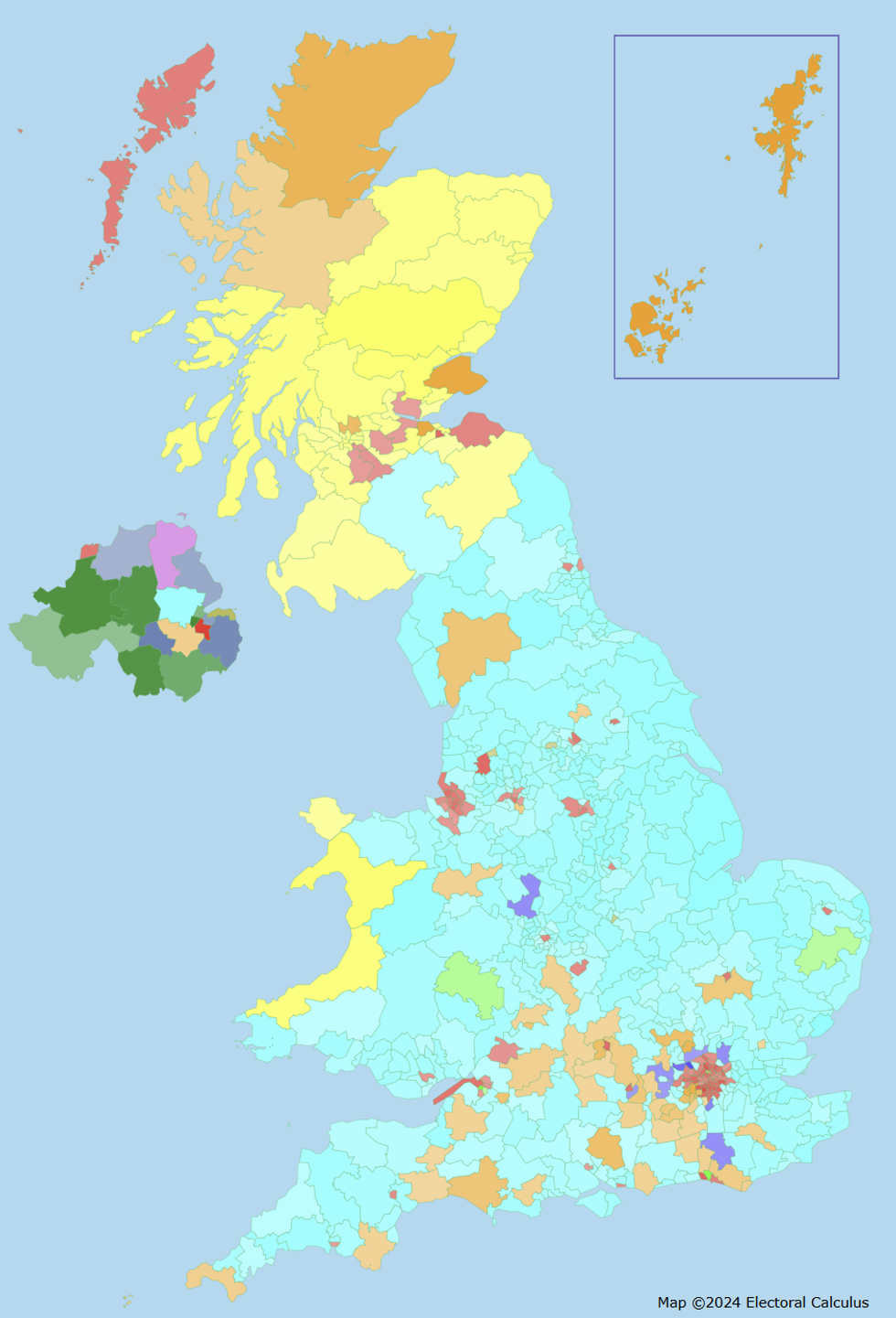 \u200bElectoral Calculus's prediction map