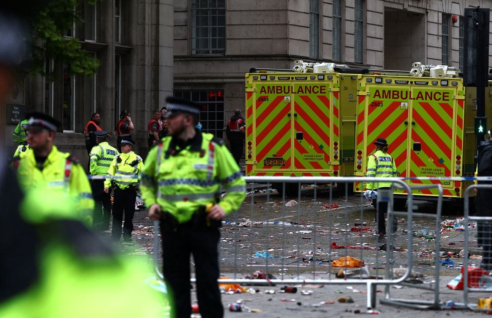 \u200bEmergency services at an incident involving a car and supporters