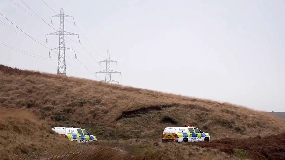 \u200bEmergency services near to the scene of a light aircraft crash near Rochdale