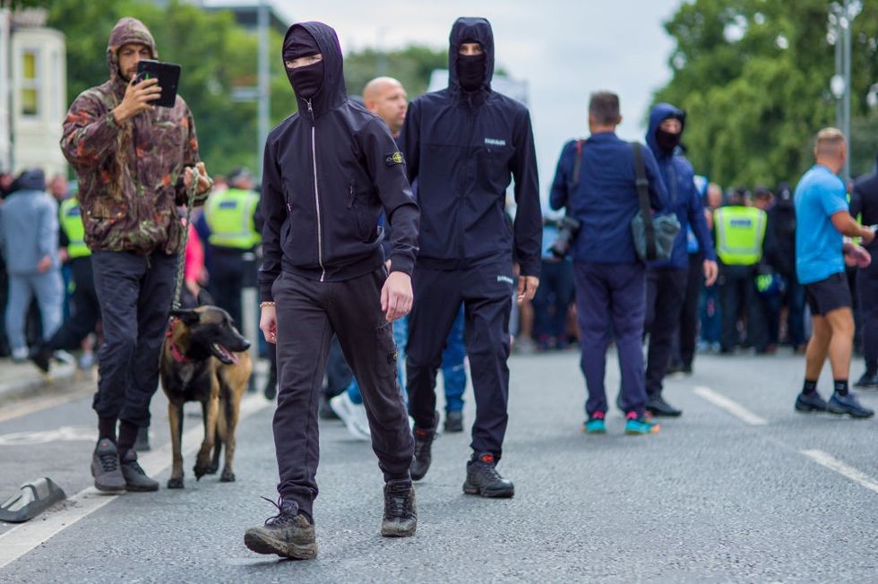 \u200bFar-right activists hold a demonstration in Middlesbrough\u200b