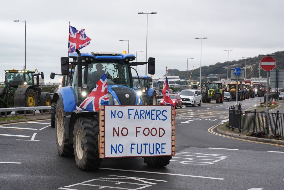 \u200bFarmers take part in a go-slow protest in Dover, Kent