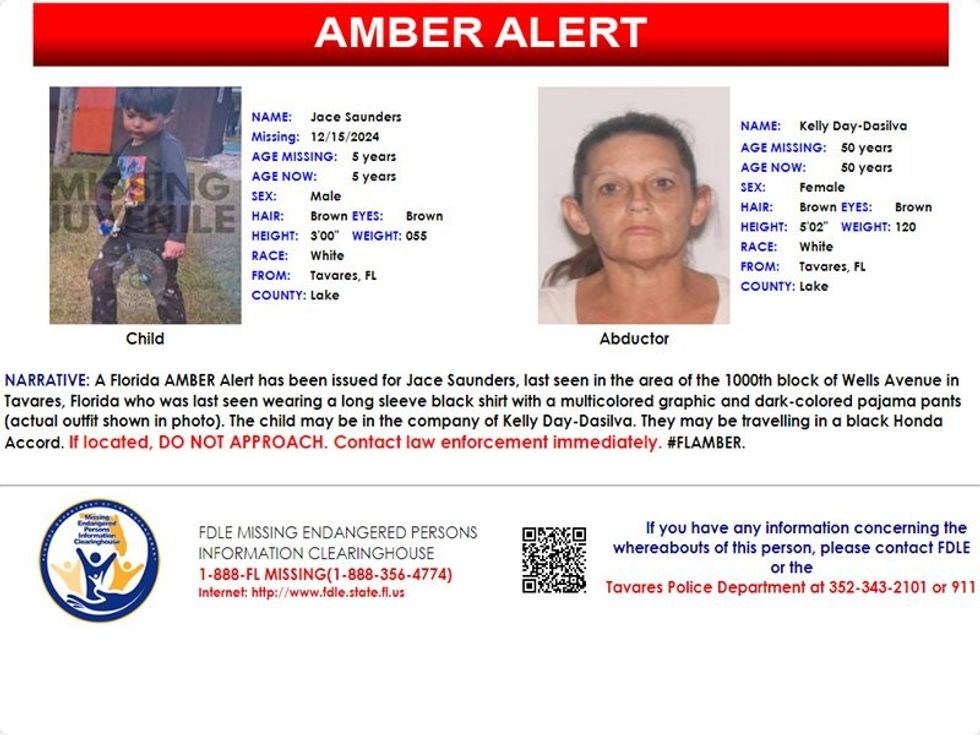 \u200bFDLE issue Amber Alert for Jace Saunders and Kelly Day-Dasilva