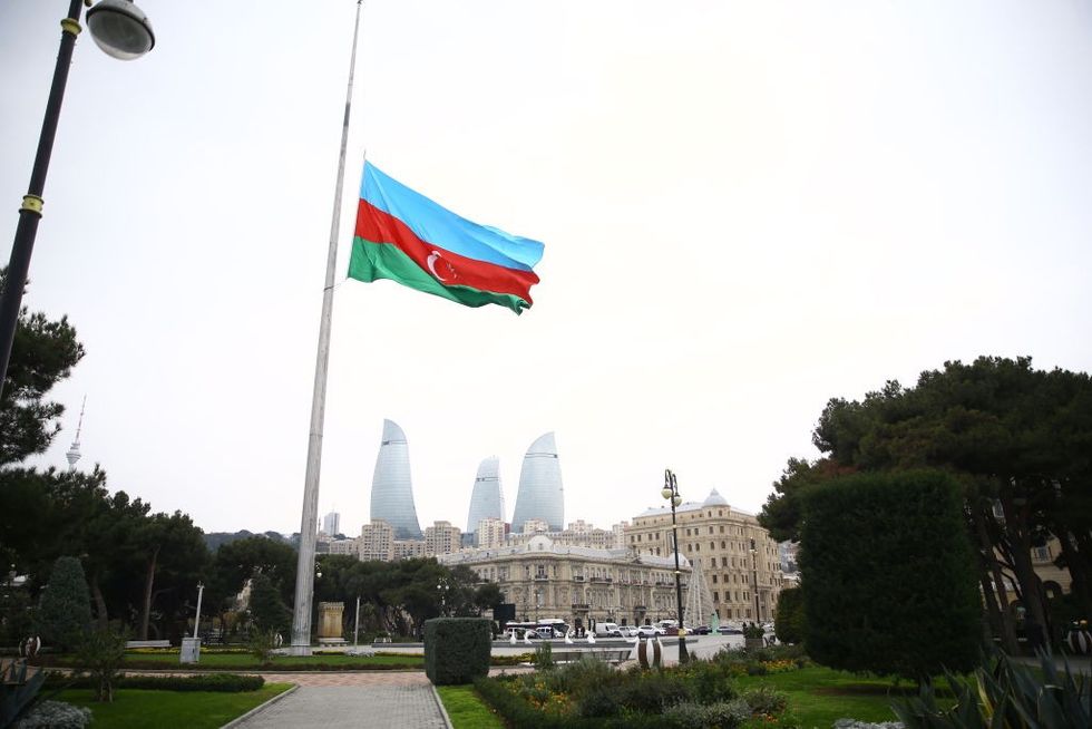 \u200bFlags on public buildings and in squares across Azerbaijan are lowered to half-mast