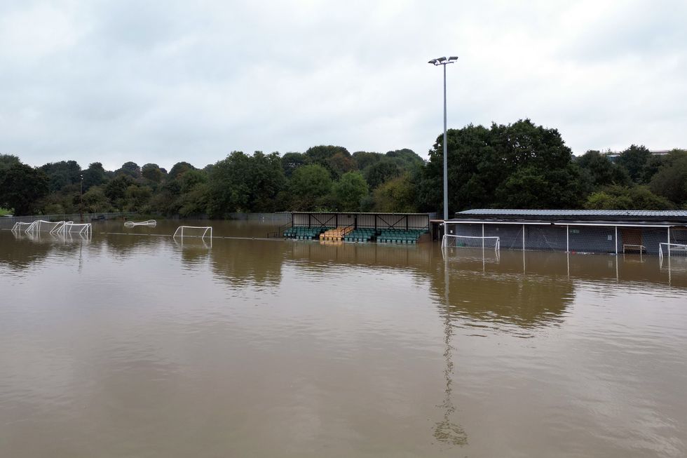 \u200bFloodwater submerges Spencer Football Club in Northampton