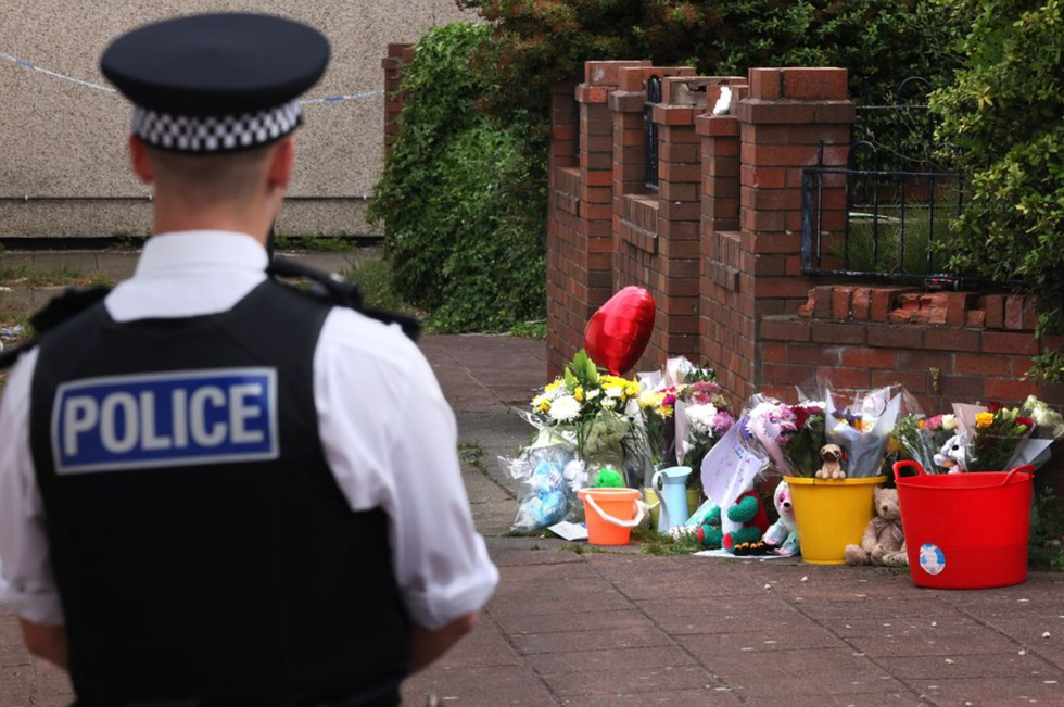 \u200bFlowers and tributes left to commemorate the eight-year-old