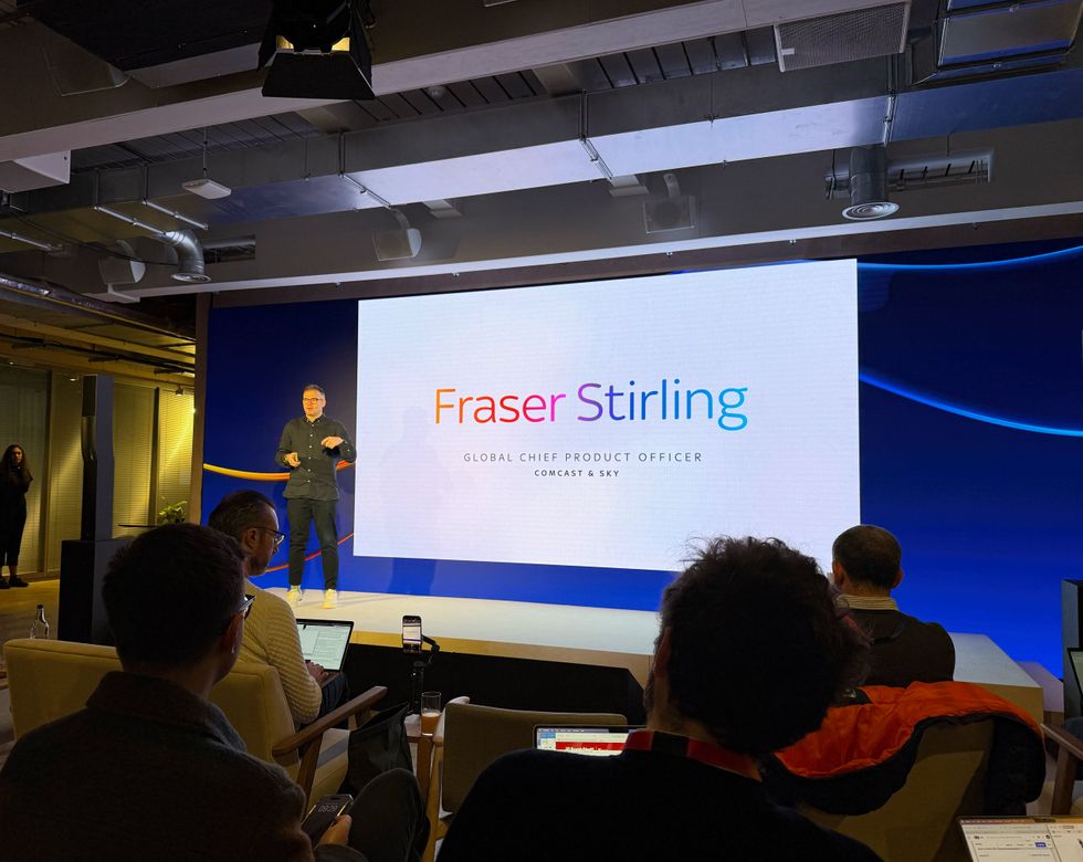 \u200bFraser Stirling, Global Chief Product Officer at Sky and Comcast on-stage