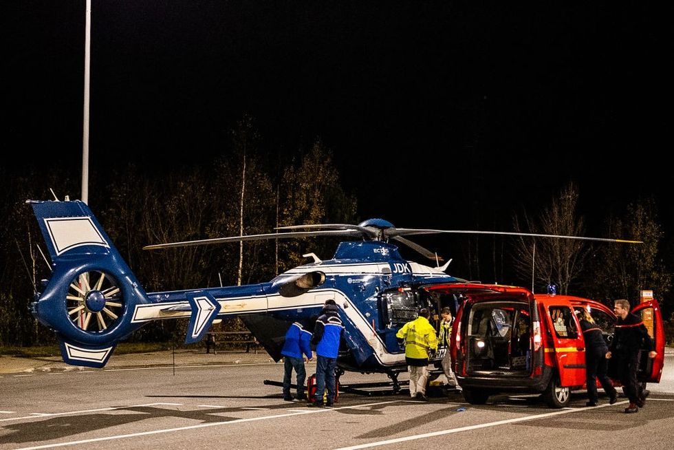 \u200bFrench Gendarmerie officers, members of the Toulouse pediatric team and emergency services operate from the makeshift command post in Porte-Puymorens