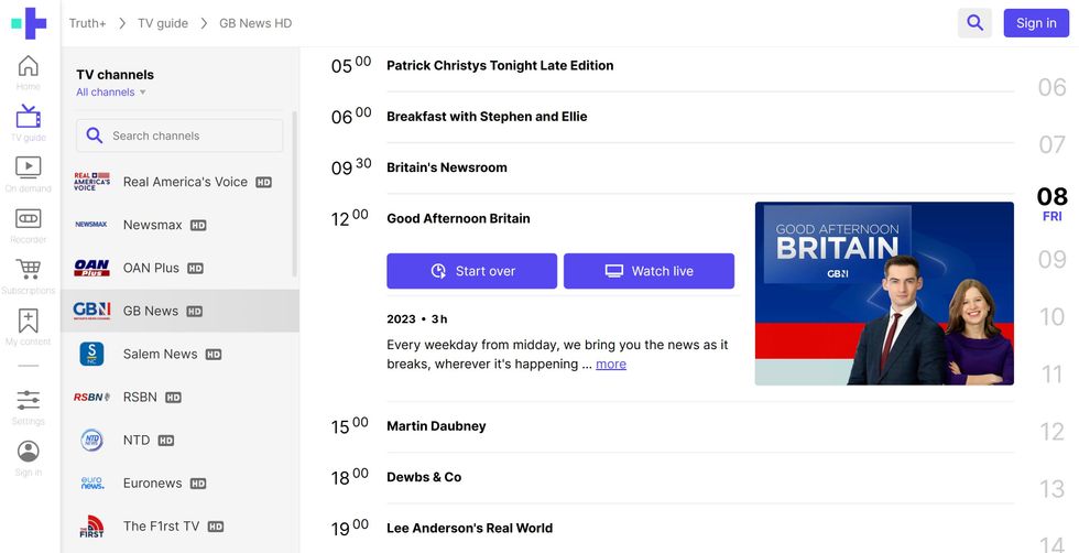 \u200bGB News is now available on Truth+