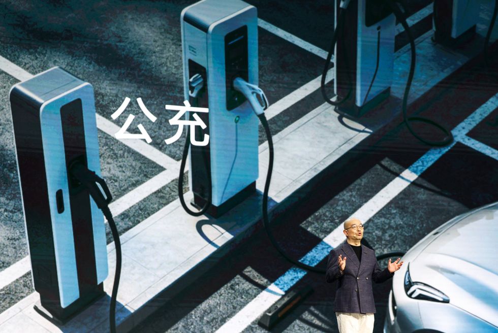 \u200bGeneral manager of CATL\u2019s Battery Swapping Business, Yang Jun, speaks during the Tech Day event ahead of the Auto China show