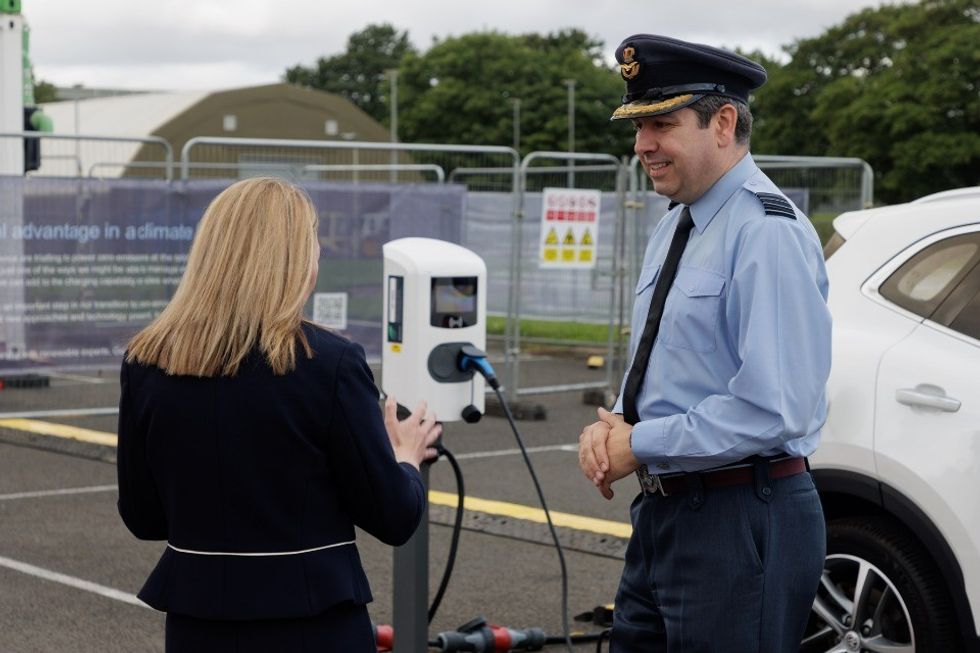 \u200bGp Capt Gareth Prendergast, previous Station Commander for RAF Leeming speaking with GeoPura