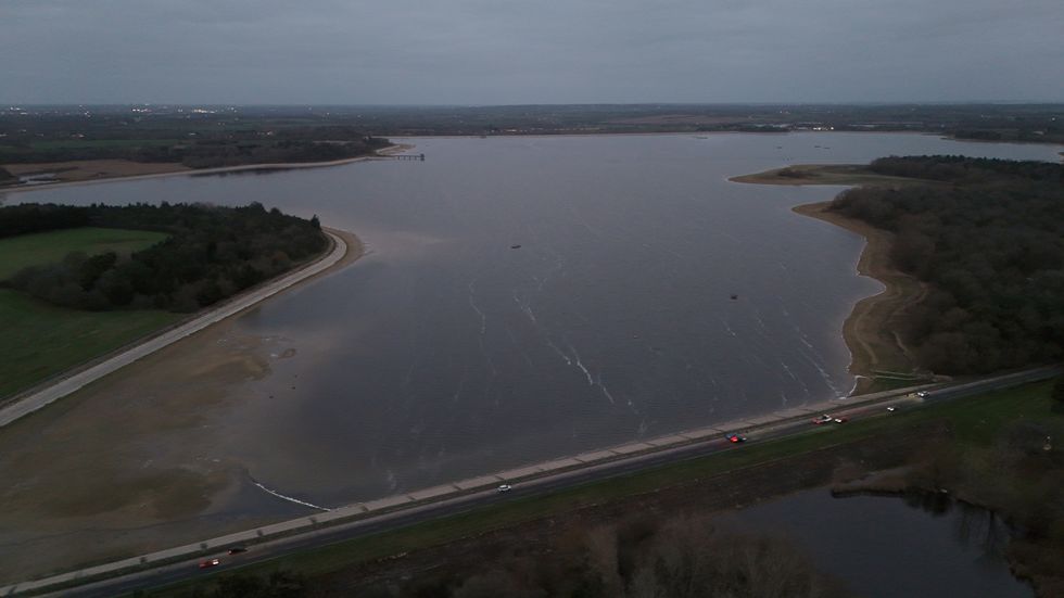 \u200bHanningfield Reservoir in Essex, where a small aircraft entered the water