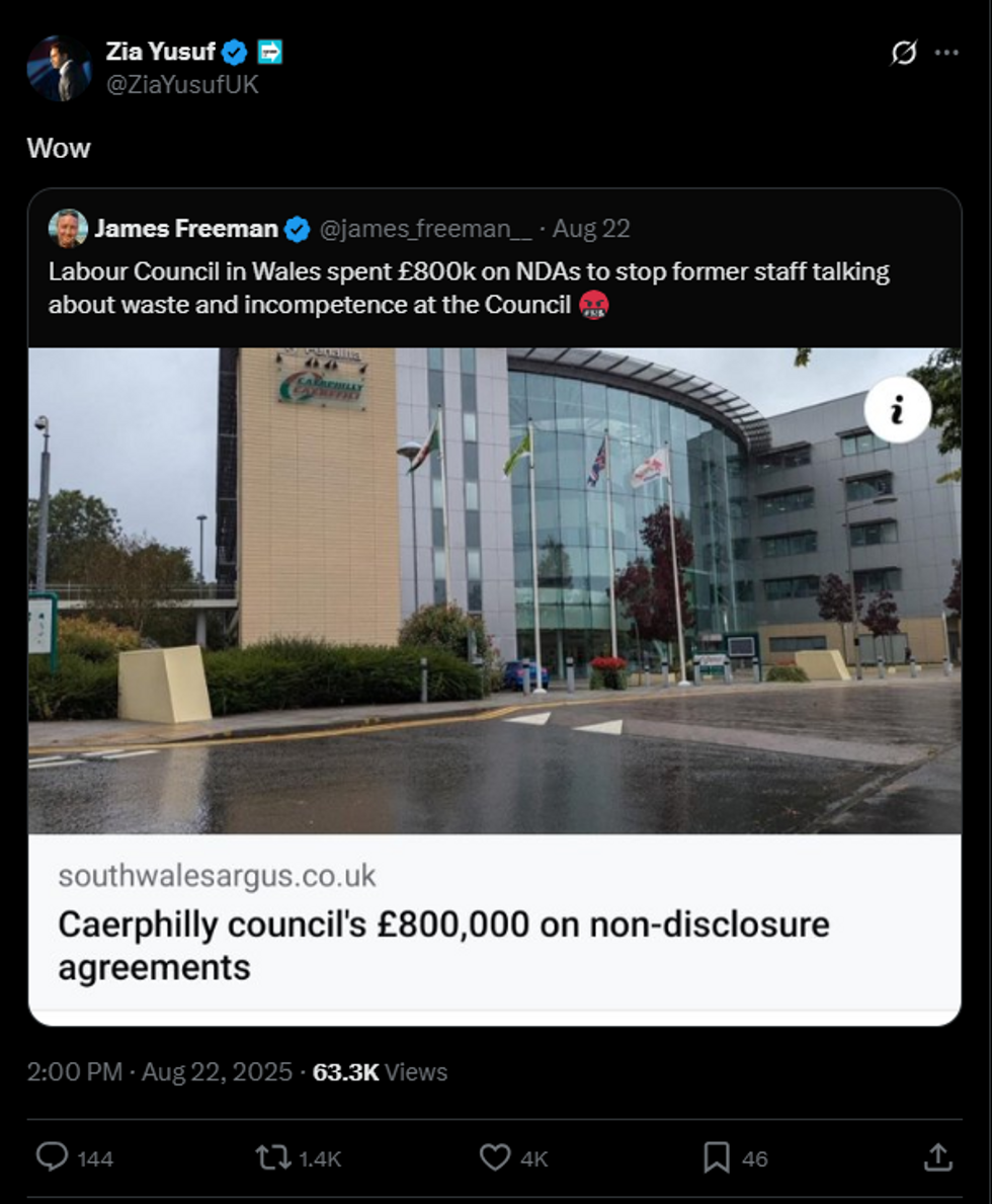 \ U200bhead of Doge for Reform UK, Zia Yusuf, reagovala na objev