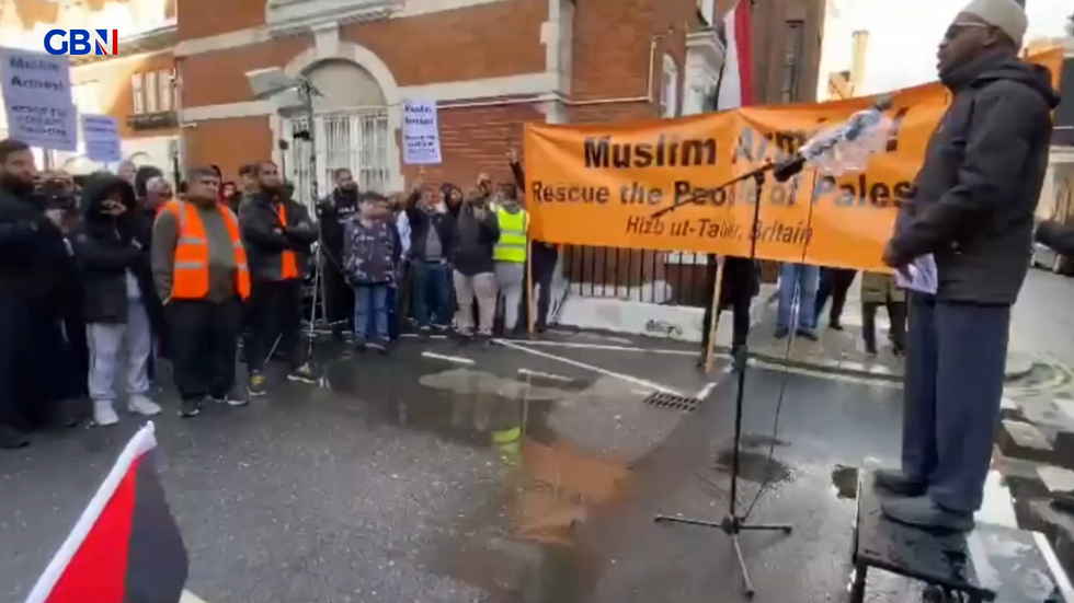 \u200bHizb ut-Tahrir protesters gather in Central London