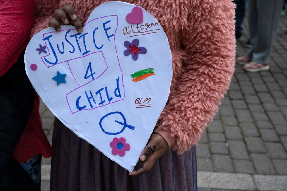 \u200bHundreds of protesters attend a rally in front of Hackney Town Hall to demonstrate their support of Child Q