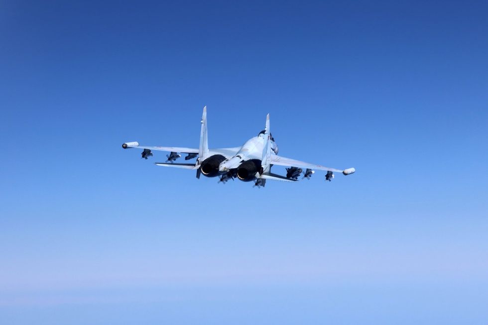 \u200bImage of the Russian jet from the cockpit of the RAF plane