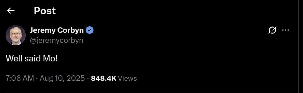 \u200bJeremy Corbyn responded to Mohamed Salah on X