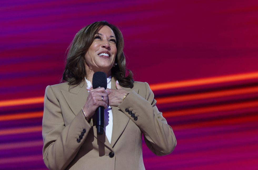 \u200bKamala Harris began her speech with a thank you to Joe Biden for his service