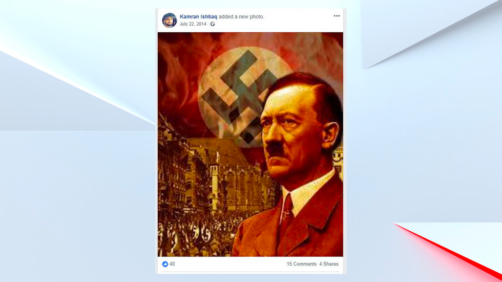 \u200bKamran Ishtiaq posted a Hitler picture to Facebook