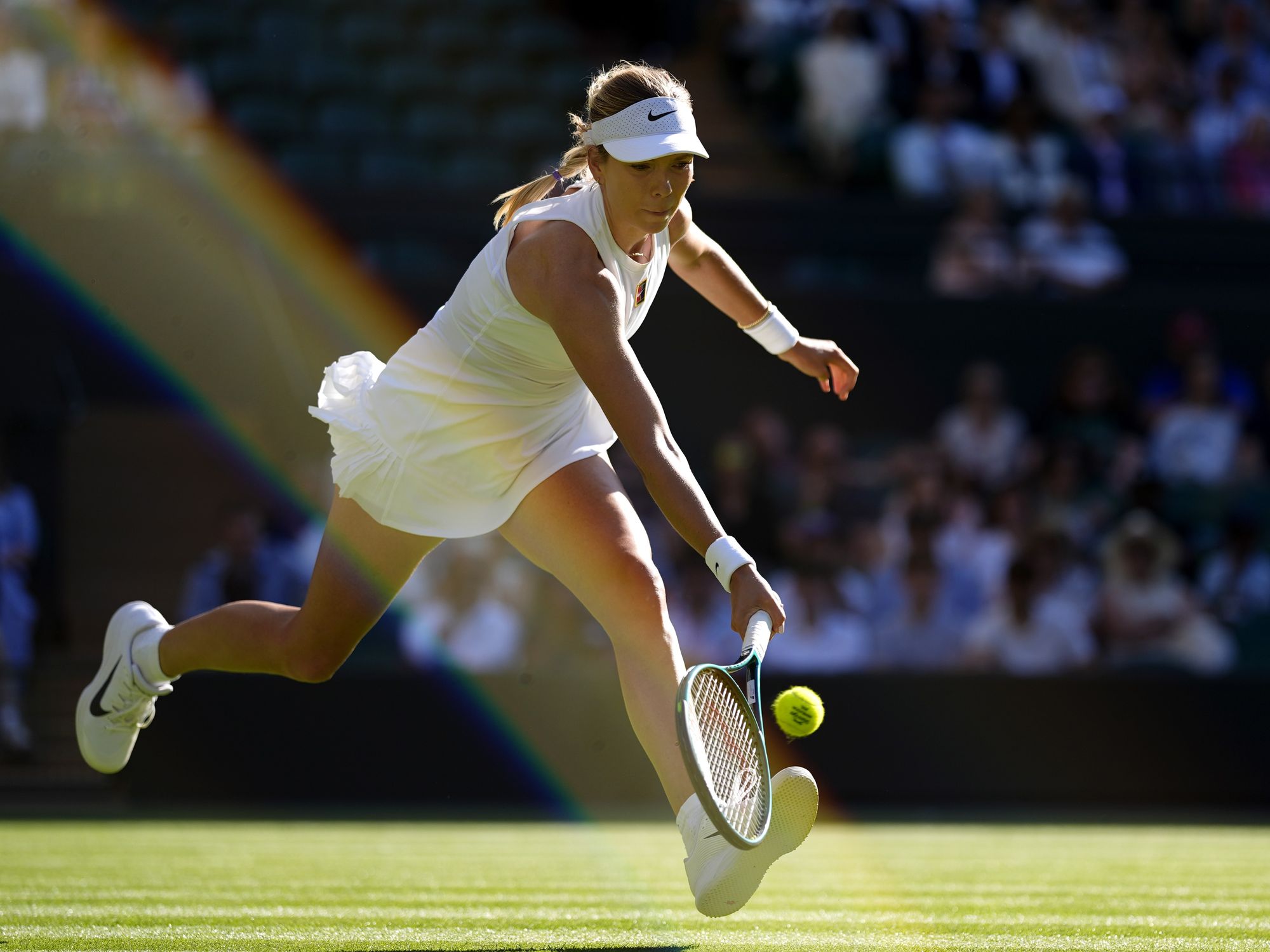 \u200bKatie Boulter pictured in action against Solana Sierra on day three of the Wimbledon Championships