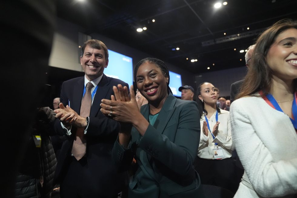 u200bKemi Badenoch is seen applauding after Sir Mel's speech