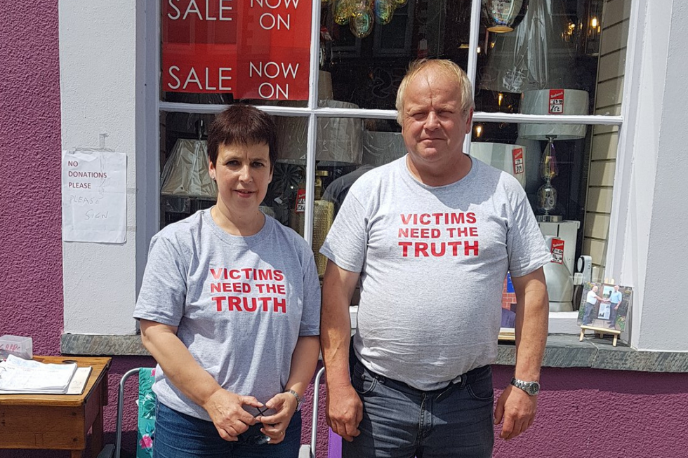 \u200bKevin O'Connell, and his wife Carole campaigning for the Caldey Island Survivors Campaign