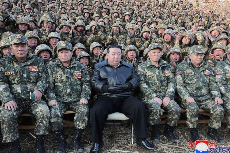 \u200bKim Jong Un with North Korean troops