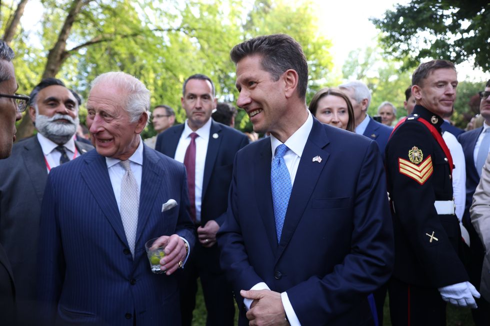 \u200bKing Charles III and Sir Christian Turner, British ambassador to the US attend a Garden Party