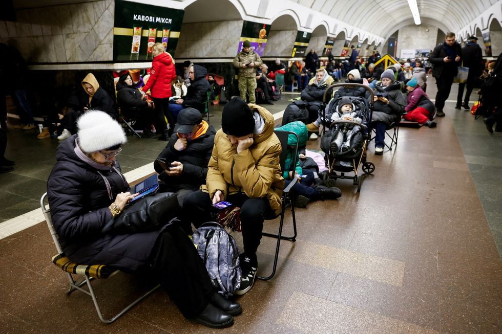 \u200bKyiv residents sheltering underground during Russian missile attack