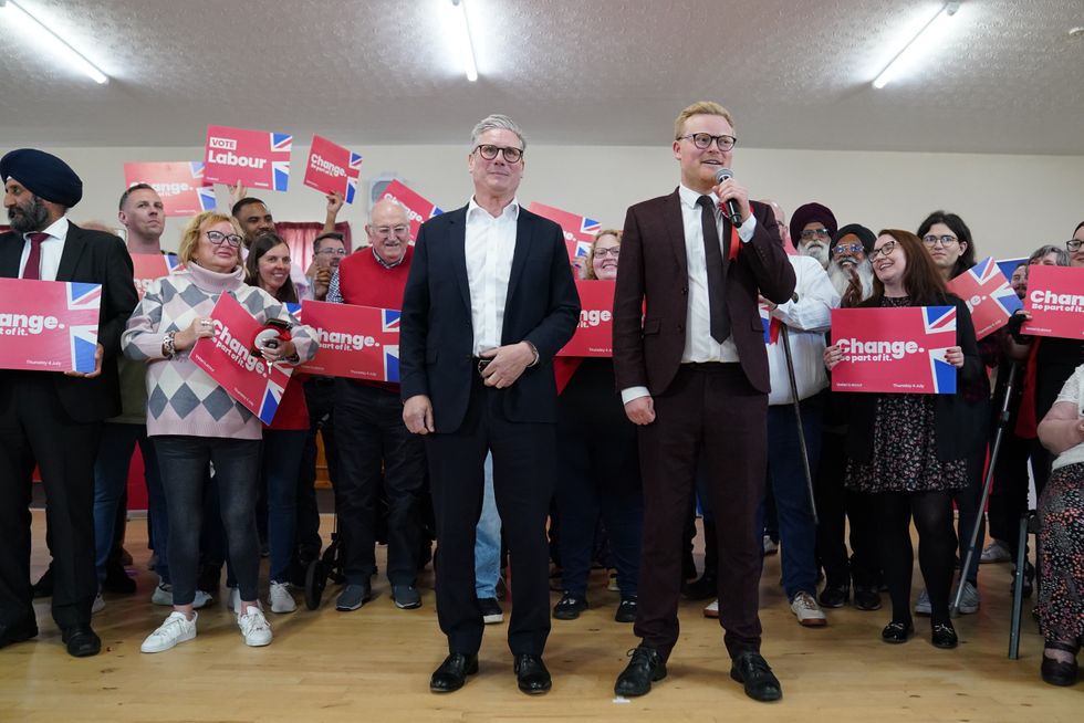 \u200bLabour Party leader Sir Keir Starmer (centre left) and parliamentary candidate for Cannock Chase Josh Newbury
