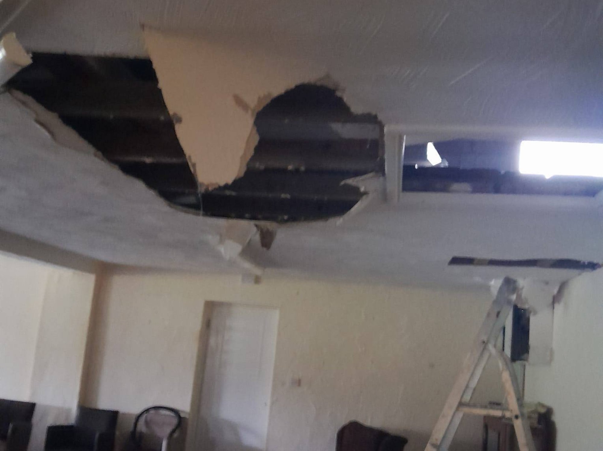 \u200bLarge parts of the ceiling caved into the clubhouse