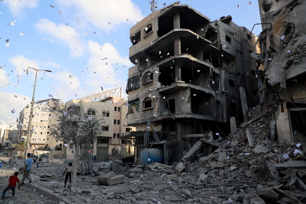 \u200bLeaflets that were dropped by Israeli forces, ordering residents of Gaza City to evacuate