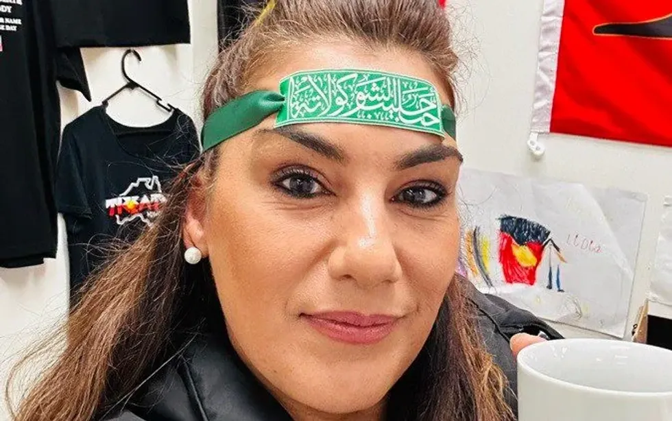 \u200bLidia Thorpe in a Hamas-style headband
