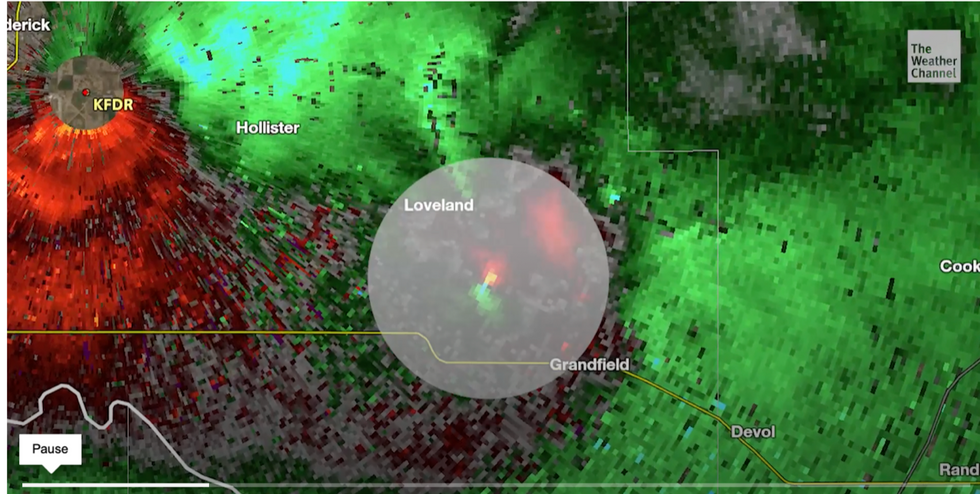 \u200bLocation of freak tornado in Oklahoma