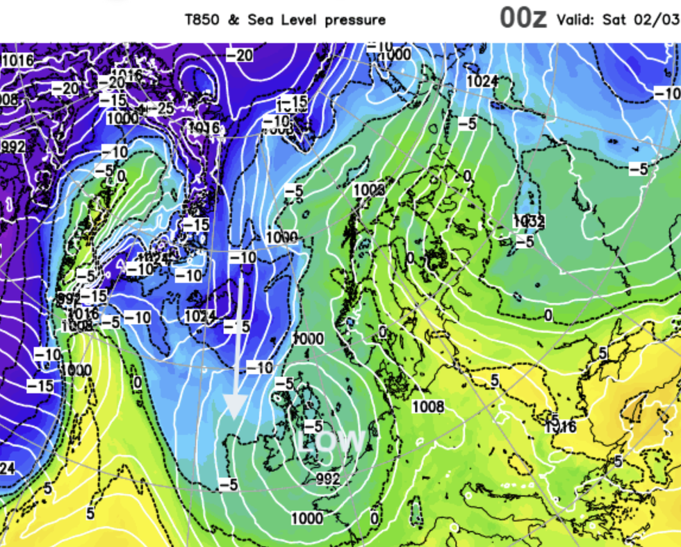 \u200bLow pressure from the North could cause unsettled weather at the start of next week