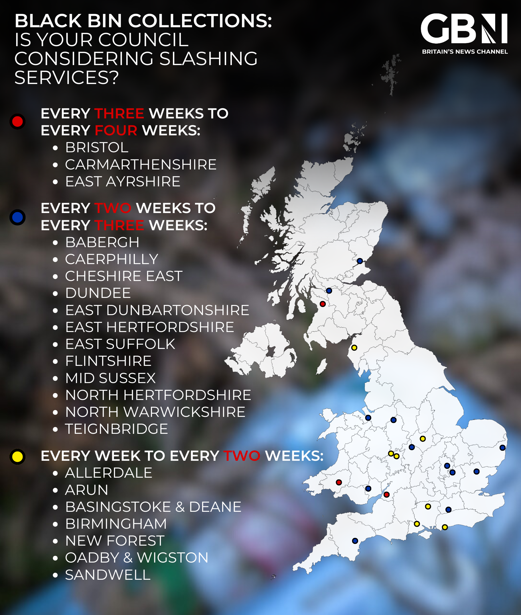 \u200bMAPPED: Councils considering switching their black bin collections