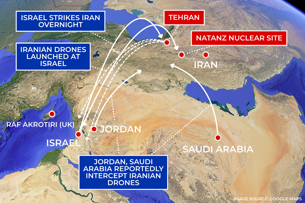 \u200bMAPPED: The state of play between Israel and Iran on Friday morning